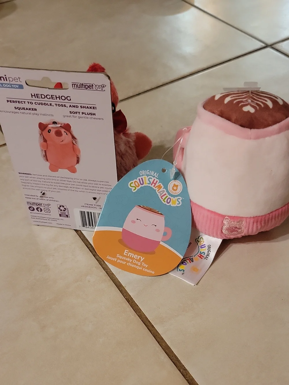 Small Dog Toy Bundle Squeak Hedgehog Minipet Crinkle Latte Squashmallow Plush